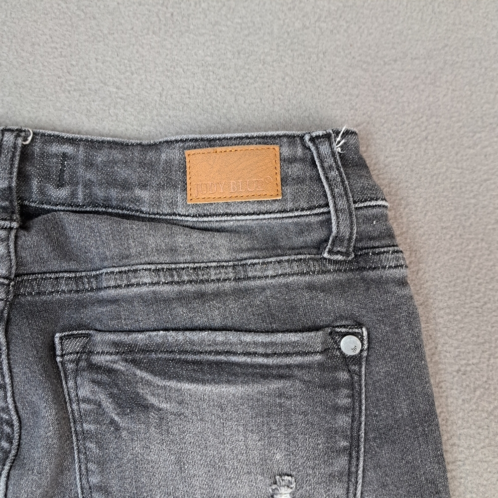 Judy Blue Jean Women Size 27 Distressed Skinny Fit Stretch Charcoal‎ Gray EUC - Picture 14 of 15